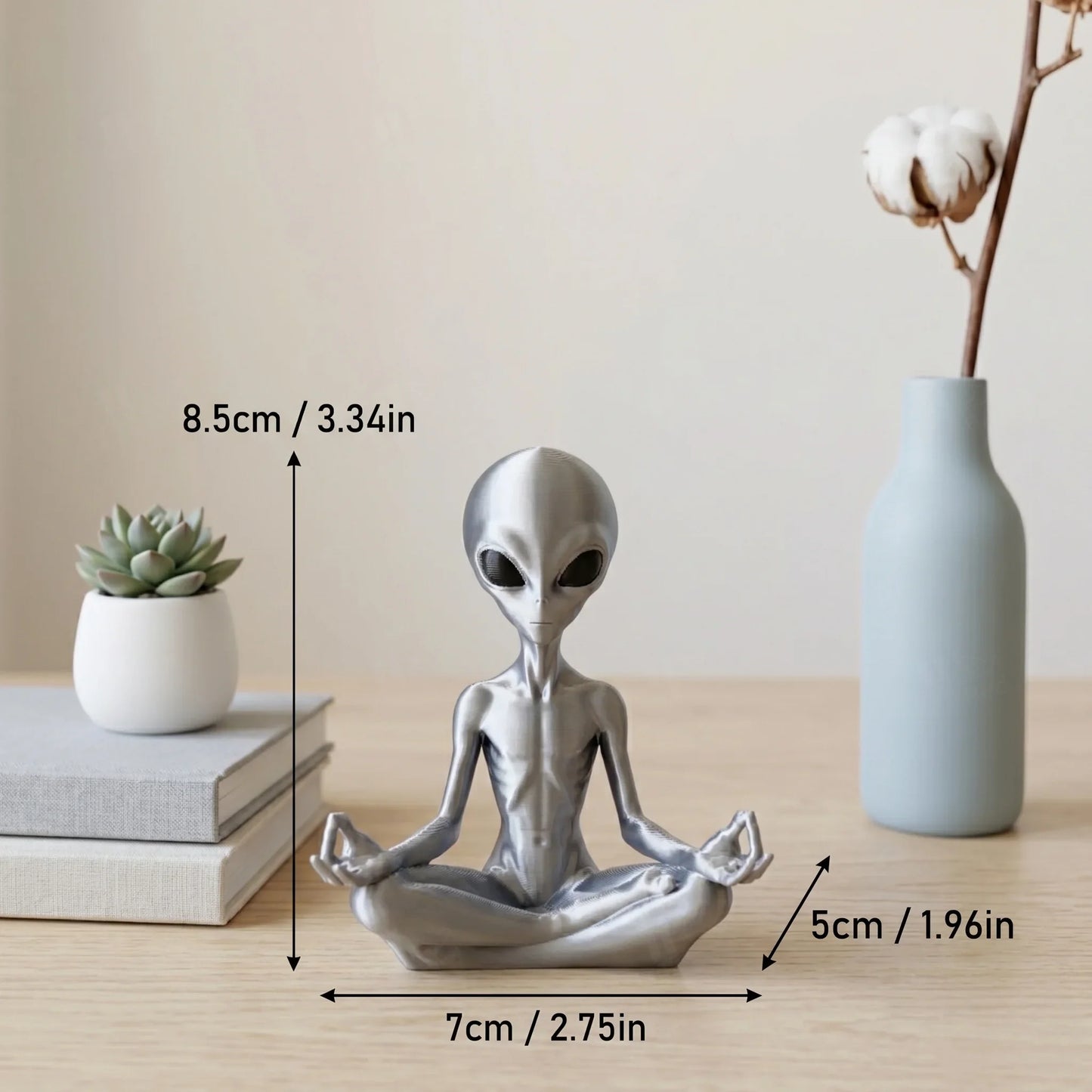 Meditating Alien Ornament, Sci-Fi Style, Collectible Figurine, Home Desk Decoration, Creative Sculpture LadyShow.Store
