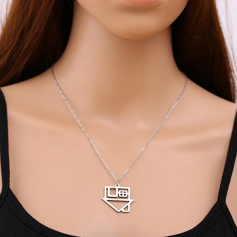Hip Hop Rock Style Hollow House Pendant Necklace Punk Creative Trend Men Sweater Chain Fashion Clothing Jewelry Accessories Gift Pi-Mart