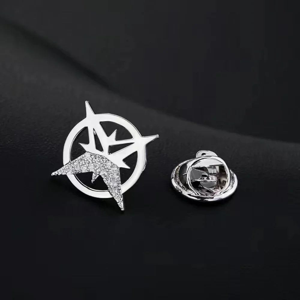 Rhinestone Hexagram Brooches for Women Men Fashion Starburst Metal Lapel Pin Clothes Accessories Office Leisure Jewelry Gift Pi-Mart