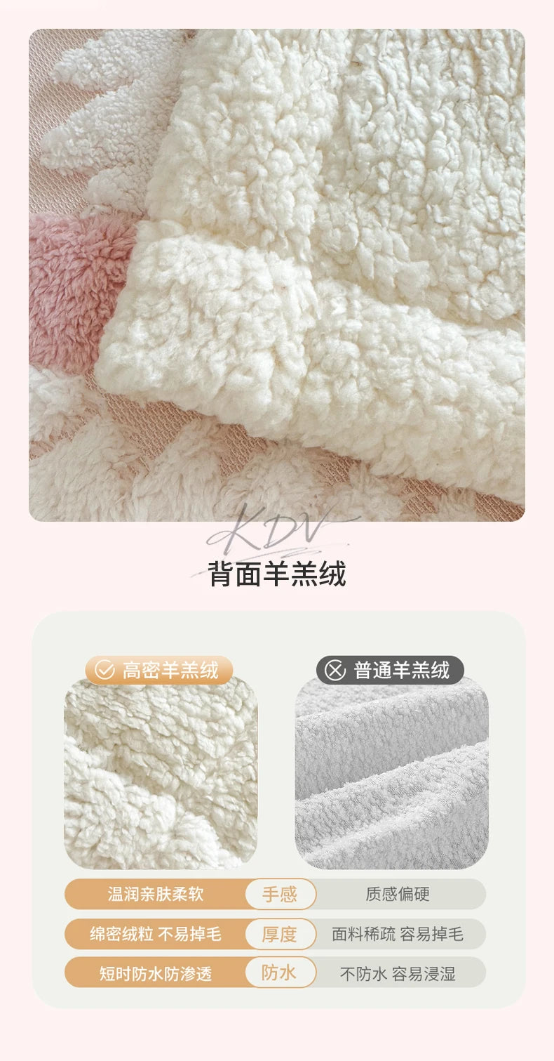 Geometric Patterned Jacquard Fleece Blanket Double Layer Thick Warm Taffeta Sofa Throw Blanket Spring Autumn Plush Bed Blanket Pi-Mart