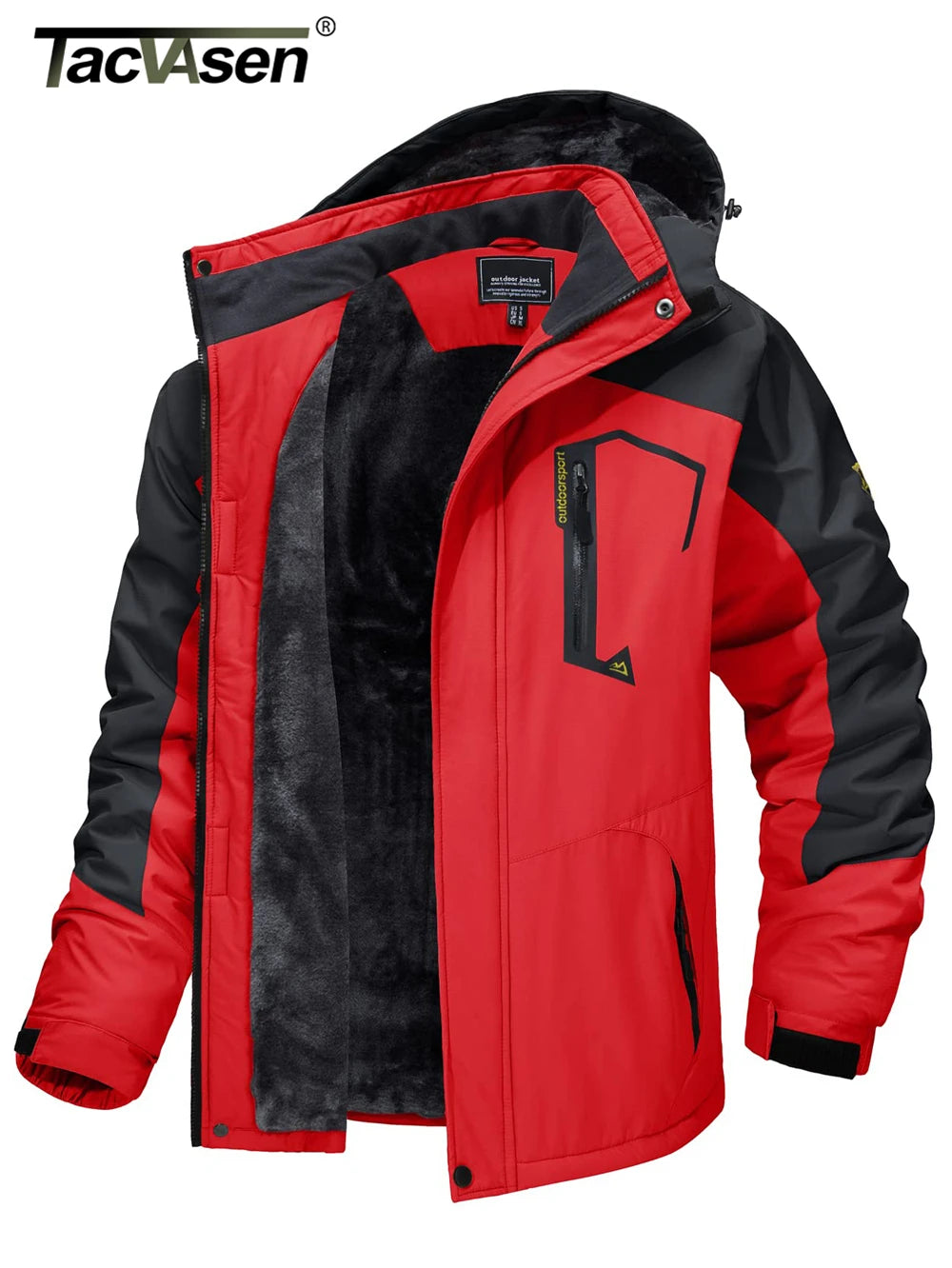 TACVASEN Fleece Lining Mountain Jackets Mens Hiking Jackets Outdoor Removable Hooded Coats Ski Snowboard Parka Winter Outwear Pi-Mart