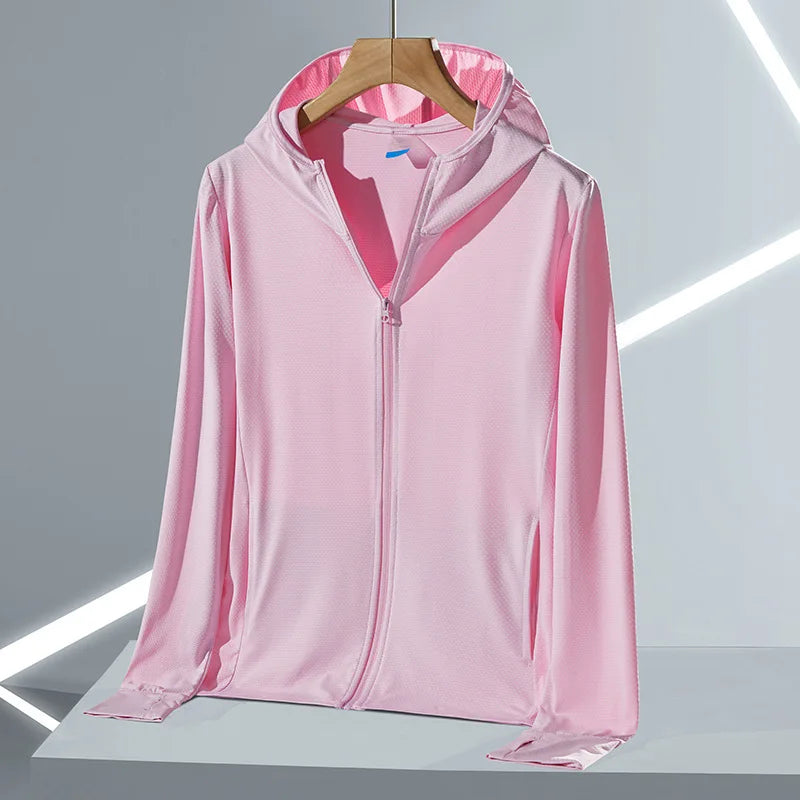 UPF45 UV Sun Protection Clothing Women's Zip Up thin Hoodie Long Sleeve Seatshirt Light Outdoor Fishing Running Hiking Jacket LadyShow.Store