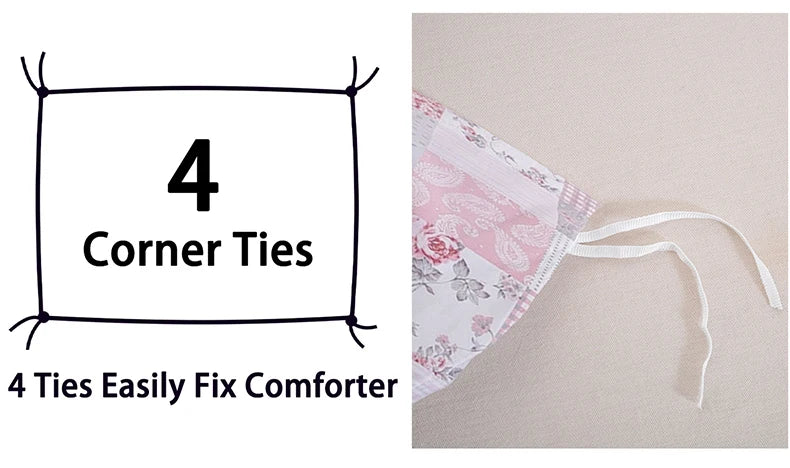 3pcs Splicing floral Pattern Duvet Cover Set, Soft Skin-Friendly Bedding Set Includes 1 Duvet Cover And 2 Pillowcases Pi-Mart