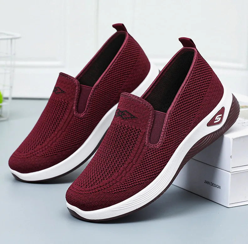 Women's Shoes Spring and Autumn New Mesh Breathable Casual Shoes Outdoor Lightweight Non-slip Wedge Heel Thick-soled Sneakers Pi-Mart