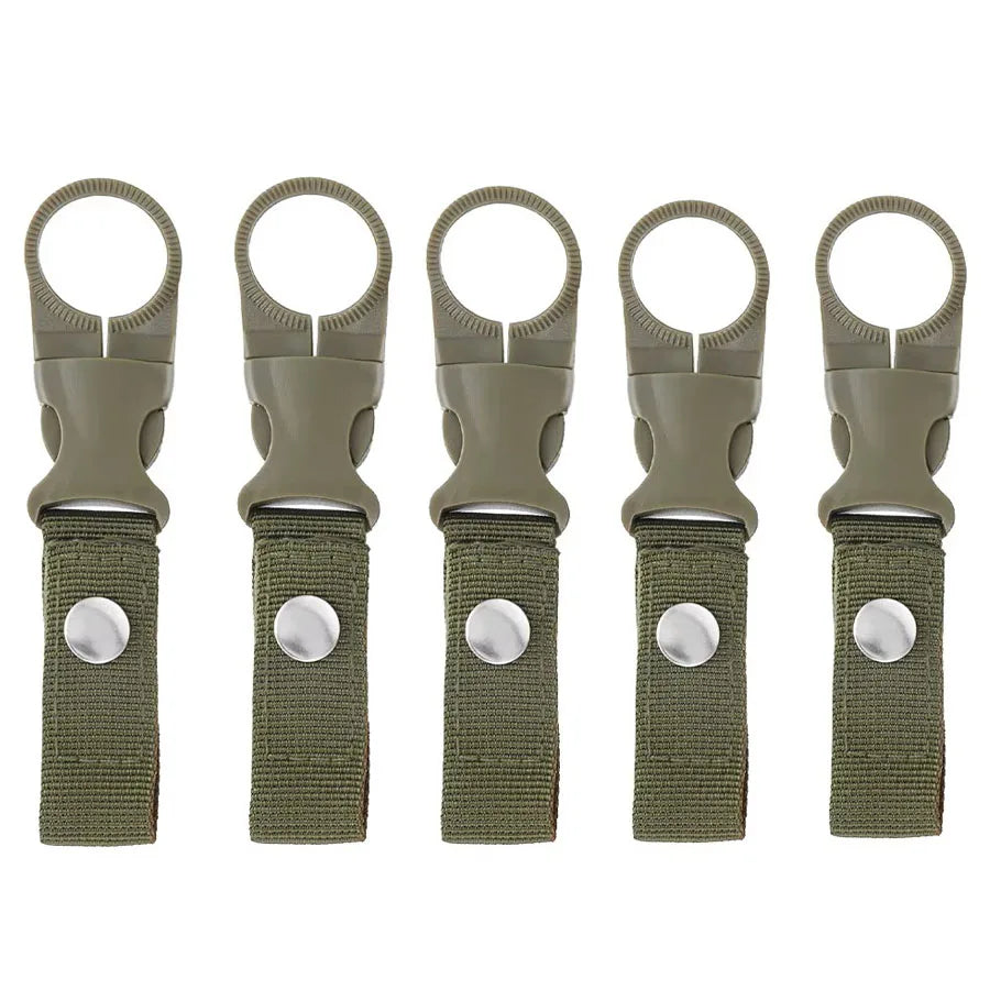 Webbing Water Bottle Holder Climbing Carabiner Belt Backpack Hanger Hooks Clip Multifunction Water Bottle Nylon Buckle Hook Clip Pi-Mart