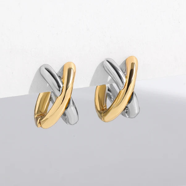 Criss-cross Gold Silver Colors Tiny HuggieHoop Earrings for Women Mini Small Ear Buckle Cartilage Piercing Earrings Punk Jewelry Pi-Mart