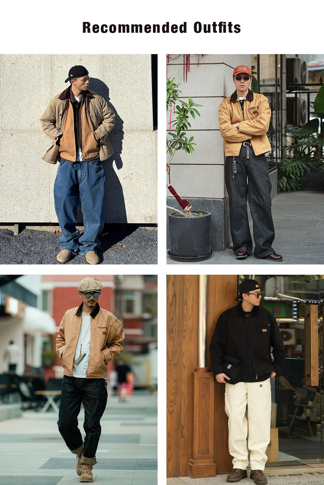 Maden Men's Retro J001 Detroit Jacket Heavyweight Canvas Hunting Coat Lapel Collar Work Jackets with Zipper for Spring Fall Pi-Mart