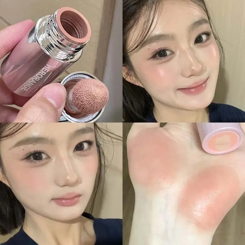 Peach Pink Plush Brush Liquid Blush Cheek Cream Smooth Long Lasting Velvet Matte Nude Apricot Orange Blusher Easy To Wear Tri Light Beauty