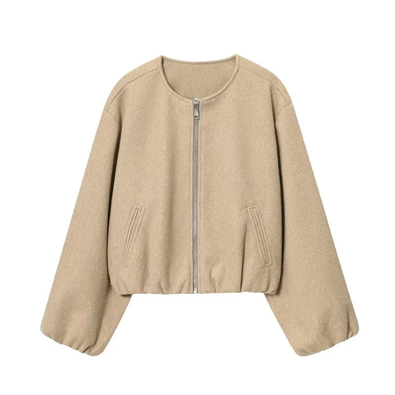 MUJER Red Zipper Bomber Jackets for Women Soft Cropped Jackets Woman 2025 Long Sleeve Woman's Sports Jacket New in Outerwears LadyShow.Store