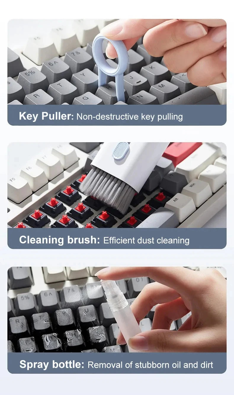7 in 1 Computer Keyboard Cleaner Brush Kit Earphone Cleaning Pen For Headset Keyboard Cleaning Tools Cleaner Keycap Puller Kit Pi-Mart