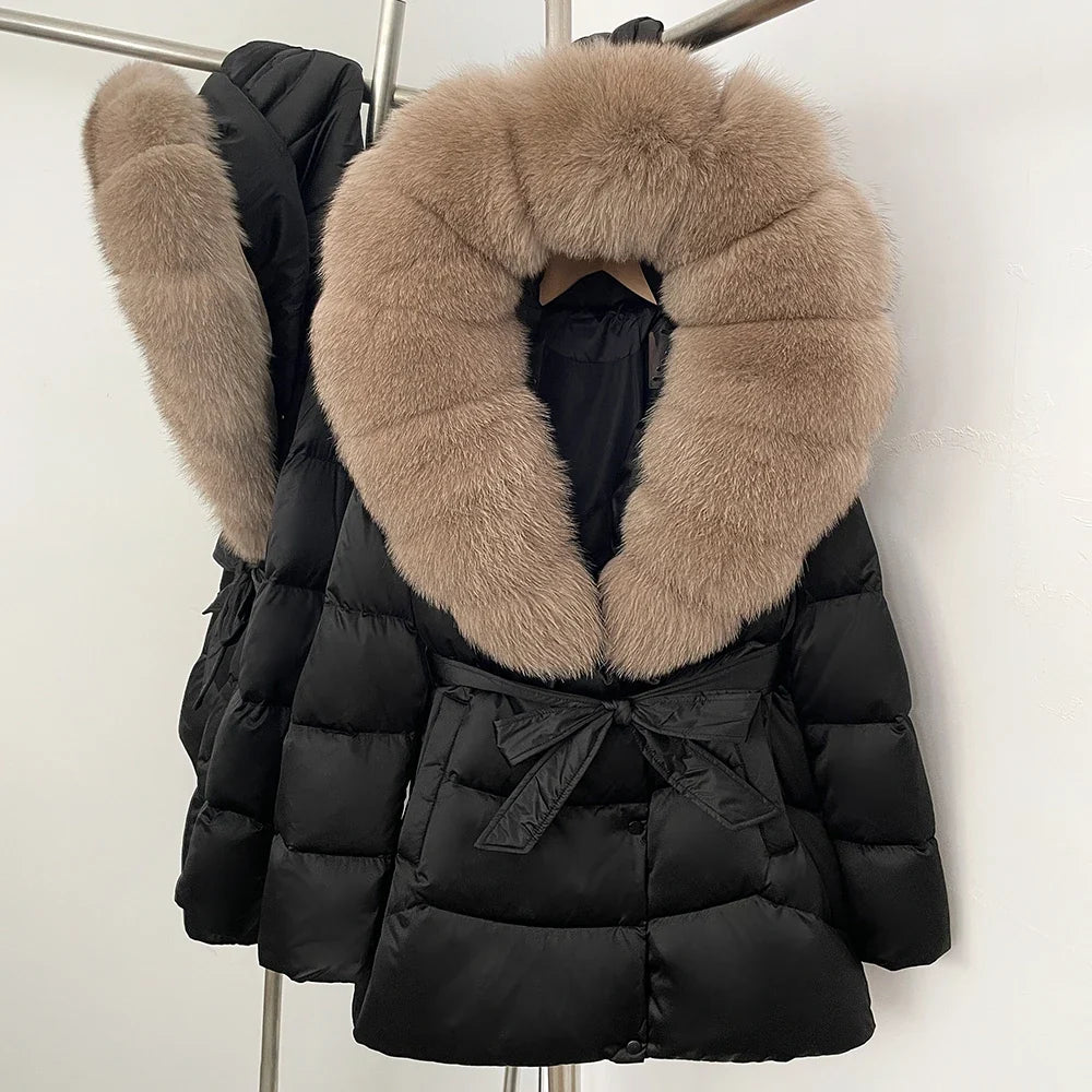 Natural Fur Collar Down Jacket Women Winter 2026 High Quality Duck Down Puffer Parka Windproof Warm Down Coat Outerwear New LadyShow.Store