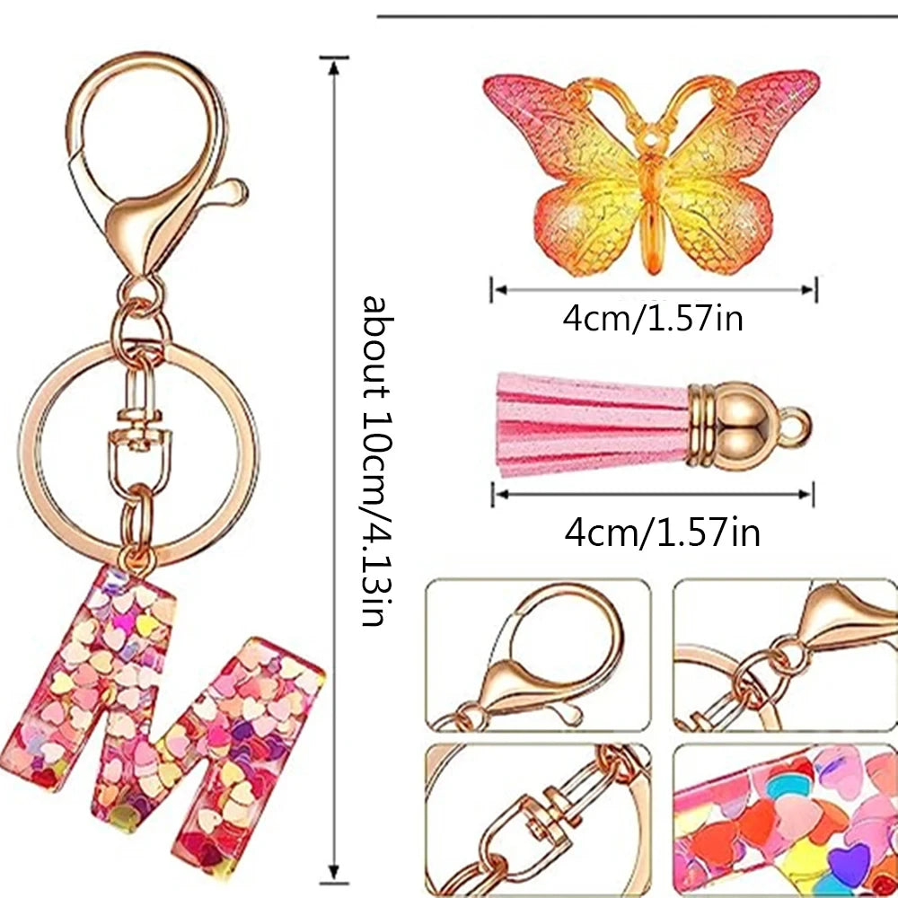 Fashion DIY A-Z Letters keychain Metal Holder Pendent Key Chain Women Car Key Ring Simple Letter Name Key Party Gift Jewelry Pi-Mart