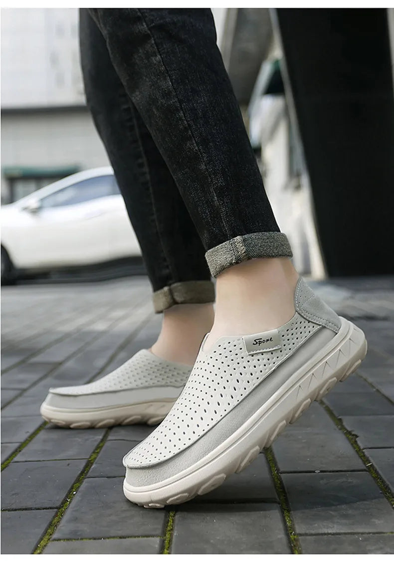 2026 New Men's Casual Shoes Fashion Comfortable Men's Shoes High Quality Leather Men Driving Shoes Handmade Flat Shoes Size 46 Pi-Mart