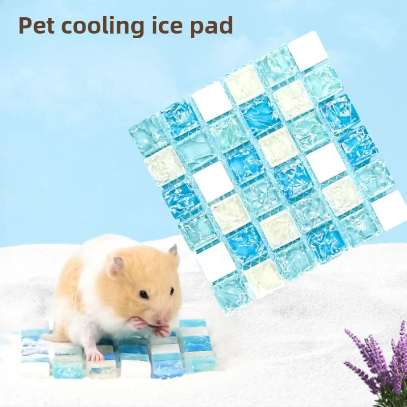 1PC Hamster Cooling Mat Small Glass Marble Summer Heat Dissipation Pad Cold Sleeping Bed Cage Pet Supplies Accessories Pi-Mart