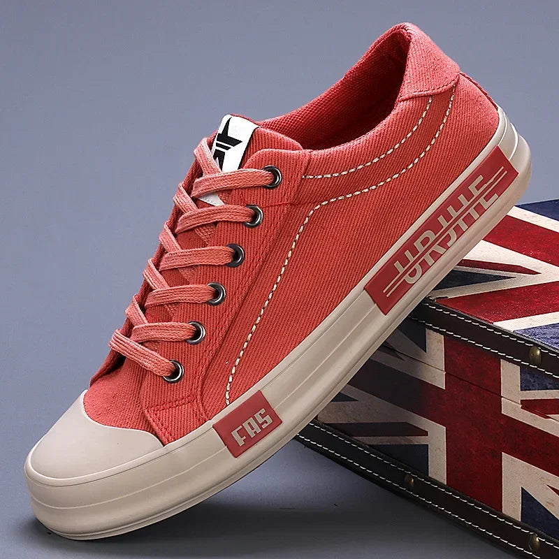 2026 New Men Canvas Shoes Breathable Outdoor Mens Casual Shoes Comfortable Spring Autumn Cloth Flat Shoes Black Walking Sneakers Pi-Mart