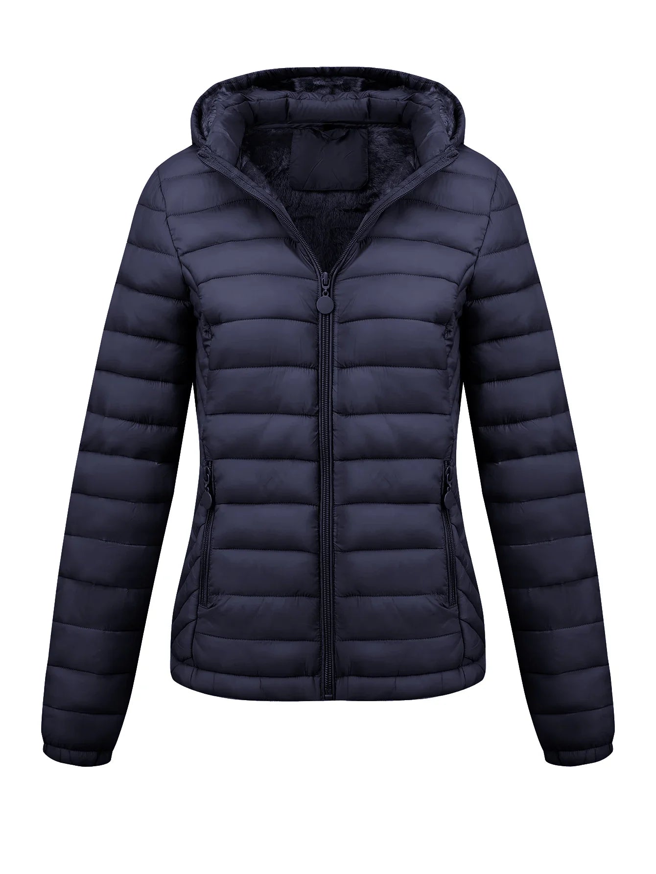 Women's Fashion Winter Padded Coat - Minimalist Hooded Puffer Jacket with Pockets for Fall/Winter LadyShow.Store