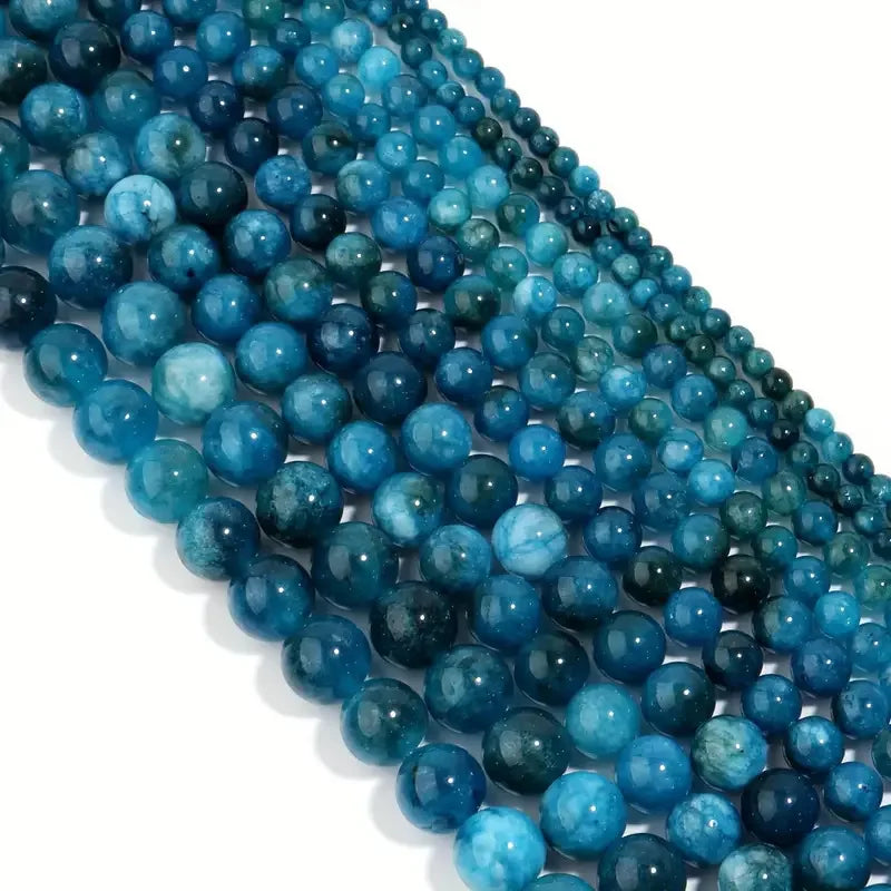 1 Strand Natural Blue Apatite Stone Beads 4/6/8/10mm Round Gem Bead for DIY Bracelet Charms Jewelry Making Beaded Wholesale Pi-Mart