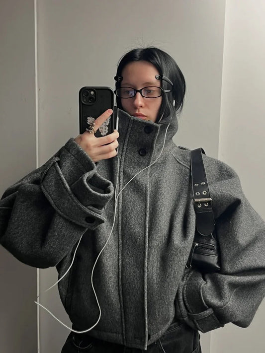 Fashion Oversize Lapel Suit Jacket Women Casual Single Button Pockets Female Coat 2025 Summer New Half Sleeve Jackets Streetwear LadyShow.Store