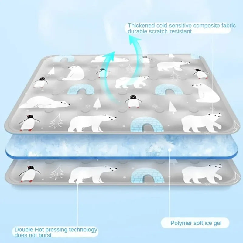 Large Pet Cooling Mat for Summer Heat Relief Reusable Breathable Gel Freeze Panel for Dogs Cats Indoor Outdoor Crate Bed Pi-Mart
