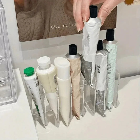 7-Slot Transparent Plastic Cosmetic Organizer Multi-Functional Makeup Holder for Home Office Bathroom Dressing Table Sorting Pi-Mart