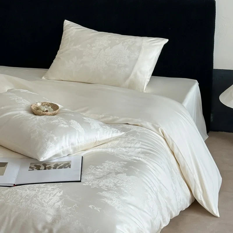 Long Staple Cotton Jacquard Bedding Set Single Double Queen King Size Duvet Cover Bedsheet Pillowcase Luxury Quilt Cover Set LadyShow.Store