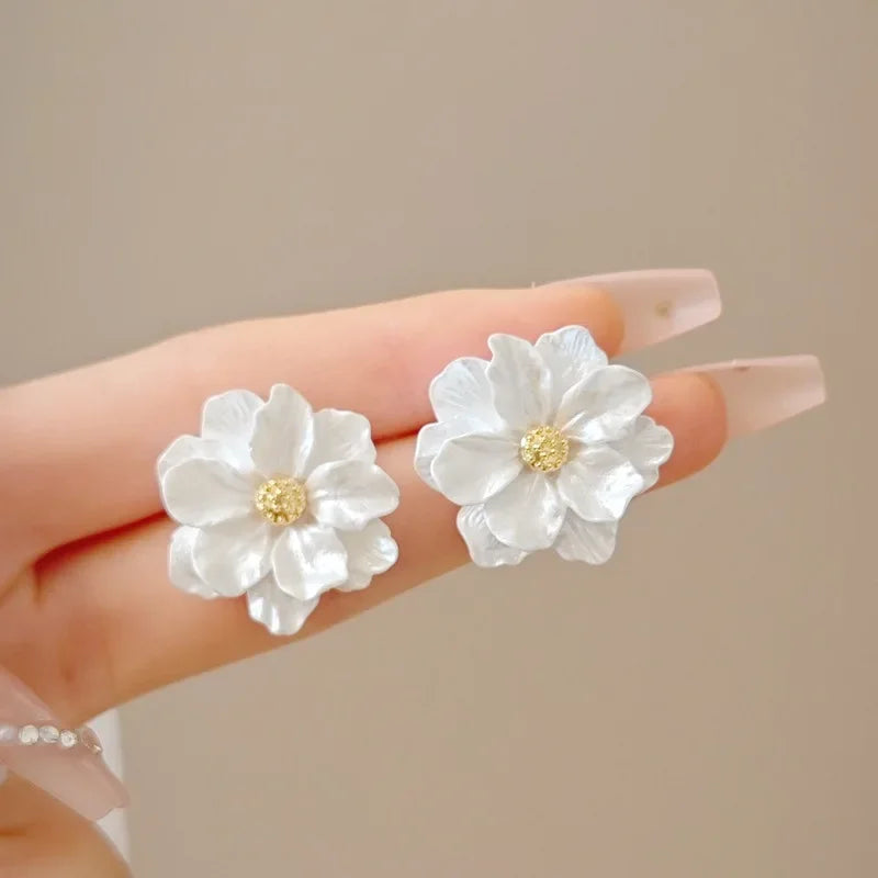 New Fashion Sweet Design Spring/Summer Blue Pink Enamel Flower Light Luxury High End Earrings Party Gifts for Women Jewelry Pi-Mart