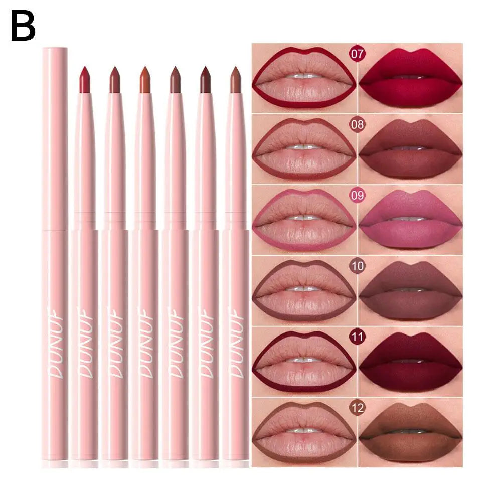 6Pcs Velvet Matte Lip Liner Pencil Set High Pigment Smooth Silky Texture Easy to Color & Define Lip Contours Daily Lip Makeup Pi-Mart