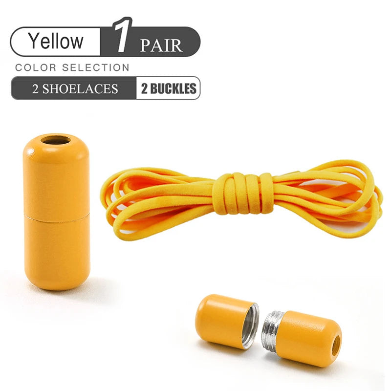 Elastic No Tie Shoelaces Semicircle Shoe Laces For Kids and Adult Sneakers Shoelace Quick Lazy Metal Lock Laces Shoe Strings Pi-Mart