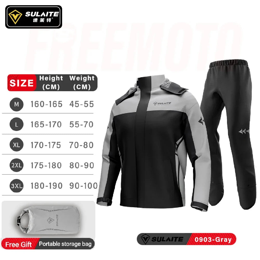 SULAITE Rain Suit Motorcycle Rain Gear Suit for Men & Women Jackets & Pants Reflective Waterproof Breathable Rainsuit LadyShow.Store