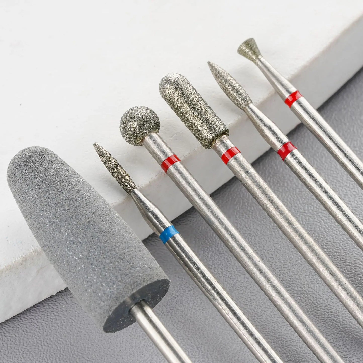 6pcs/set Diamond Sand Nail Files Drill Cuticle Polishing Bit Nail Grinding Head Electric Manicure Set for Removing Acrylic Tri Light Beauty
