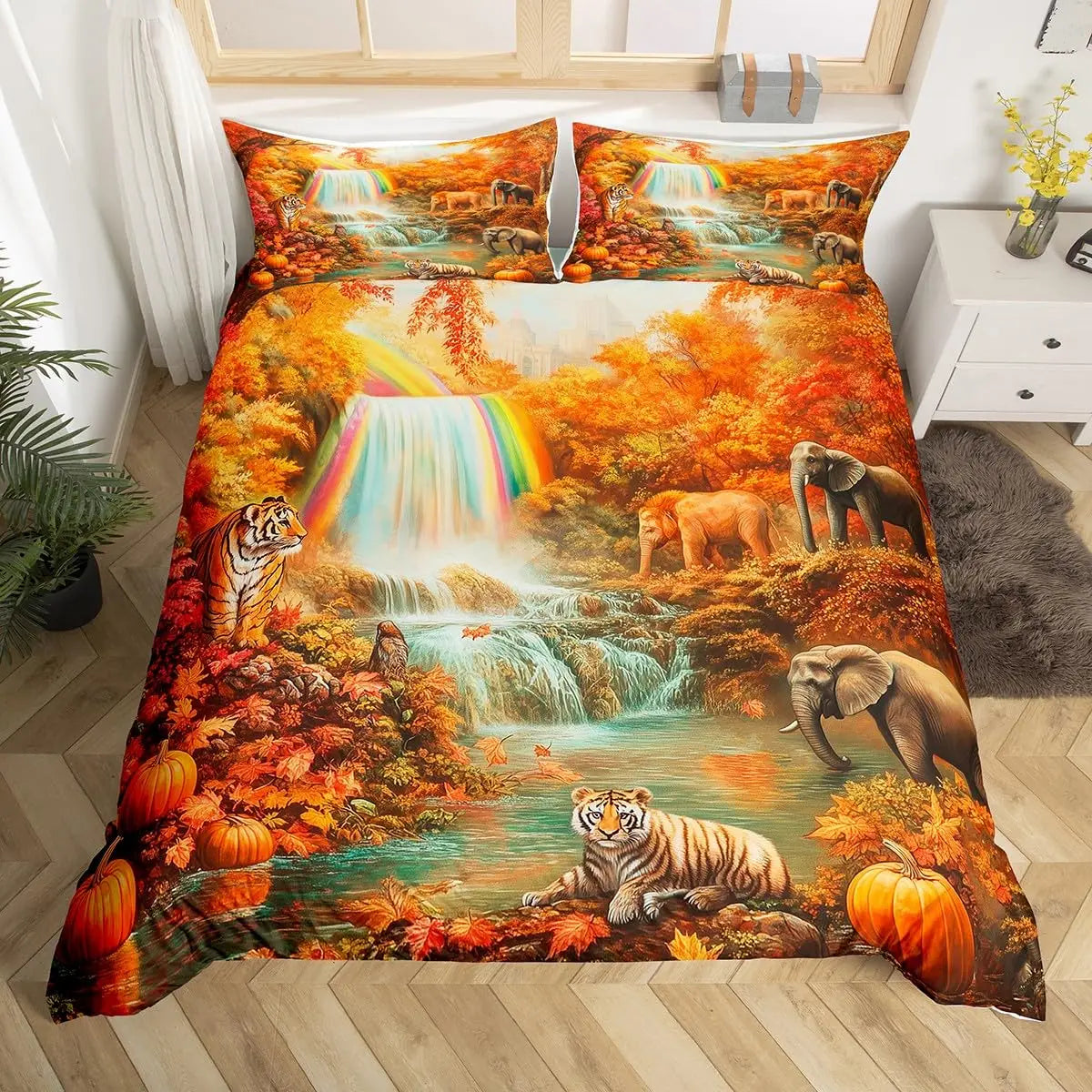 Tiger Duvet Cover Twin Queen African Animal Bedding Set Wild Safari Animal Comforter Cover for Child Teen Adult Bedroom Decor Pi-Mart