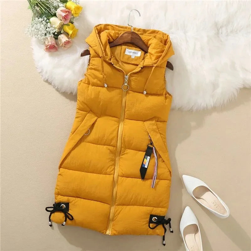 2023 New Autumn Women Vest Winter Puffer Parkas Coat Casual Pocket Hooded Waistcoat Female Sleeveless Jacket  Outerwear LadyShow.Store