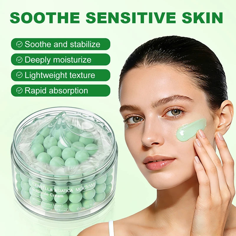 Korean Care Capsule Face Cream With Centella & Astaxanthin, Grape Seed Antioxidant Moisturizer, Soothing Barrier Care Skincare Pi-Mart