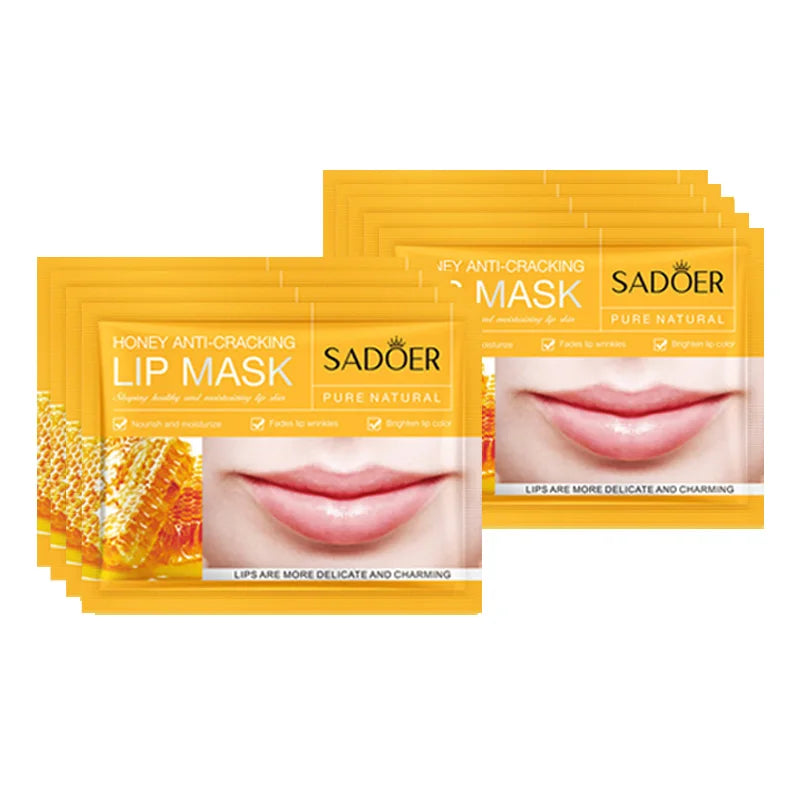 10pcs SADOER Fruits Moisturizing Lip Mask Lips Skin Care Nourishing Hydrating Crystal Collagen Gel Lip Patches Lips Plumper LadyShow.Store