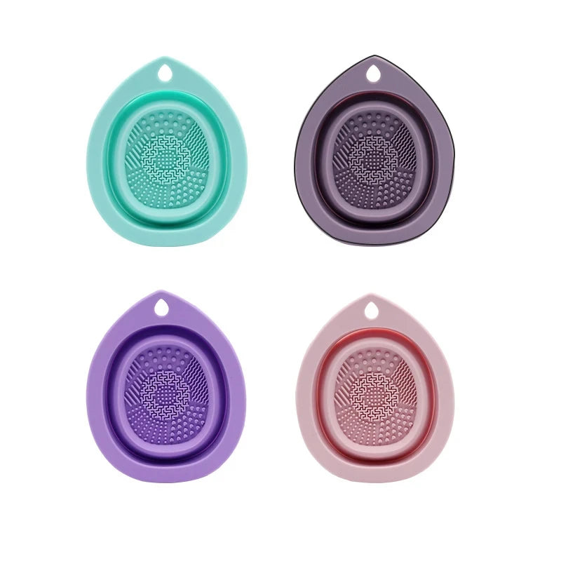 Silicone Makeup Brush Cleaner Folding Powder Puff Cleaning Bowl Eyeshadow Brushes Washing Soft Mat Beauty Tools Scrubber Box Pi-Mart