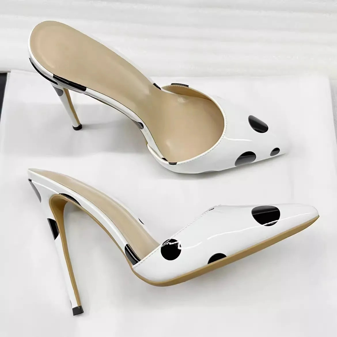 Pointed Toe 8/10/12 cm High Heel Mule for Women with a Distinctive Style, Wearing Ultra High Heel Half Slippers Externally LadyShow.Store