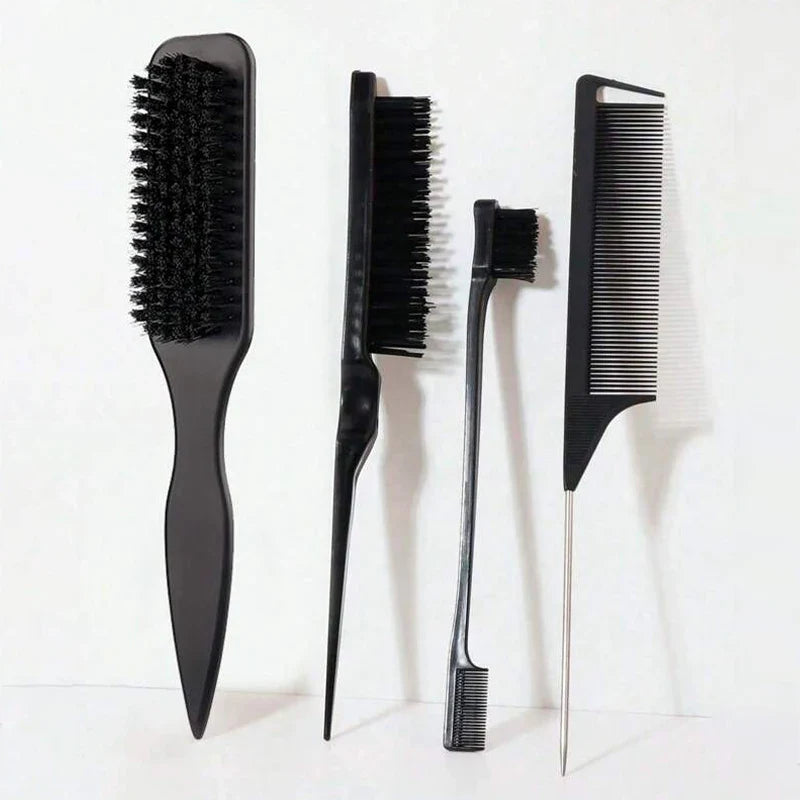 Bristle Slick Back Hair Brush for Sleek Ponytail Bun & Smoothing Baby Hairs, Flyaways, Edge Control - Backcombing & Teasing Tri Light Beauty