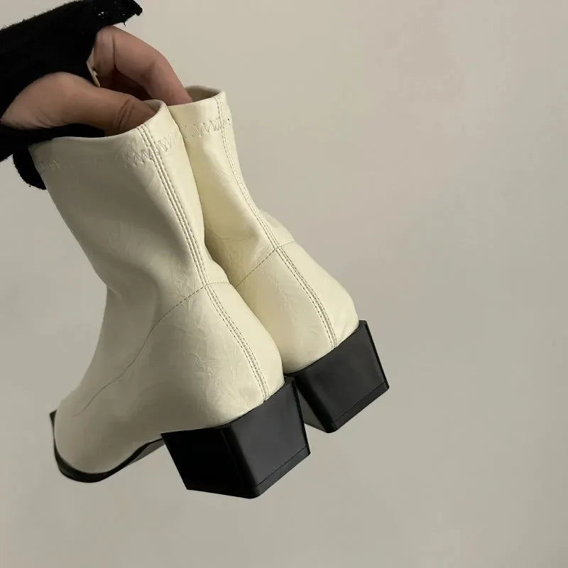 Autumn Women Ankle Boots Shoes Fashion Pointed Toe Ladies Short Boot Square Low Heel Casual Winter Women's Footwear 2024 LadyShow.Store
