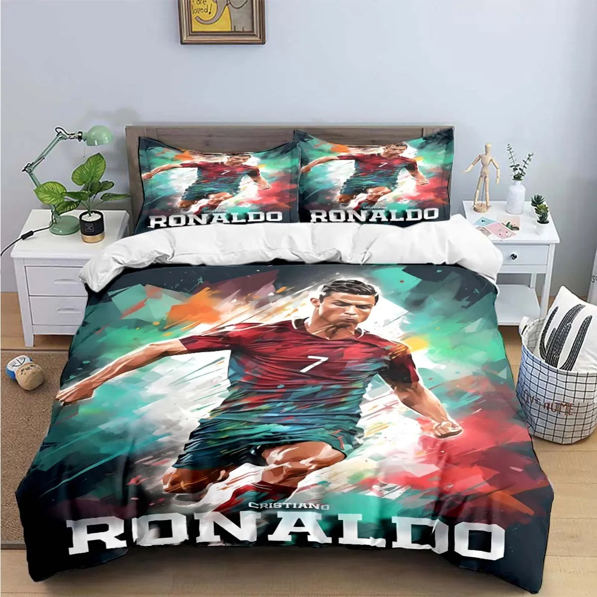 FashionFootball Star R-Ronaldo Printing Bedding Set Duvet Cover Comforter Bed  Youth Kids Girl Boys Luxury Birthday Gift Pi-Mart