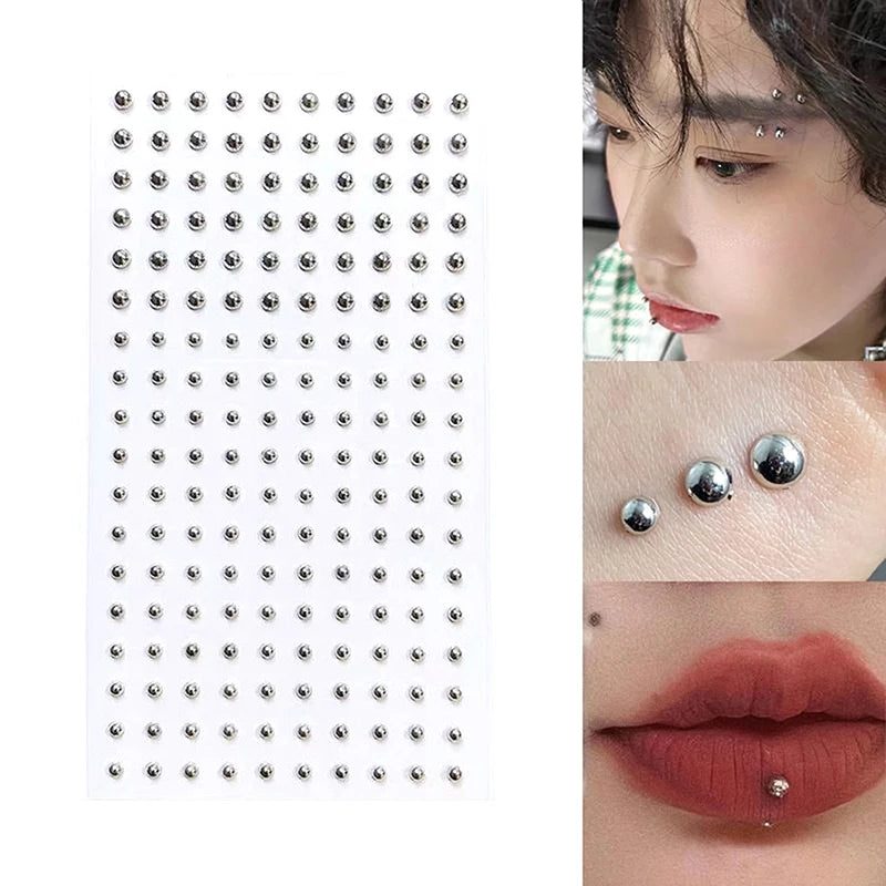 165/180Pcs Sparkly Crystal Nose Studs Set Stick On Rhinestone Body Lip Gems Fake Non Piercing Decoration For Women And Teens Pi-Mart