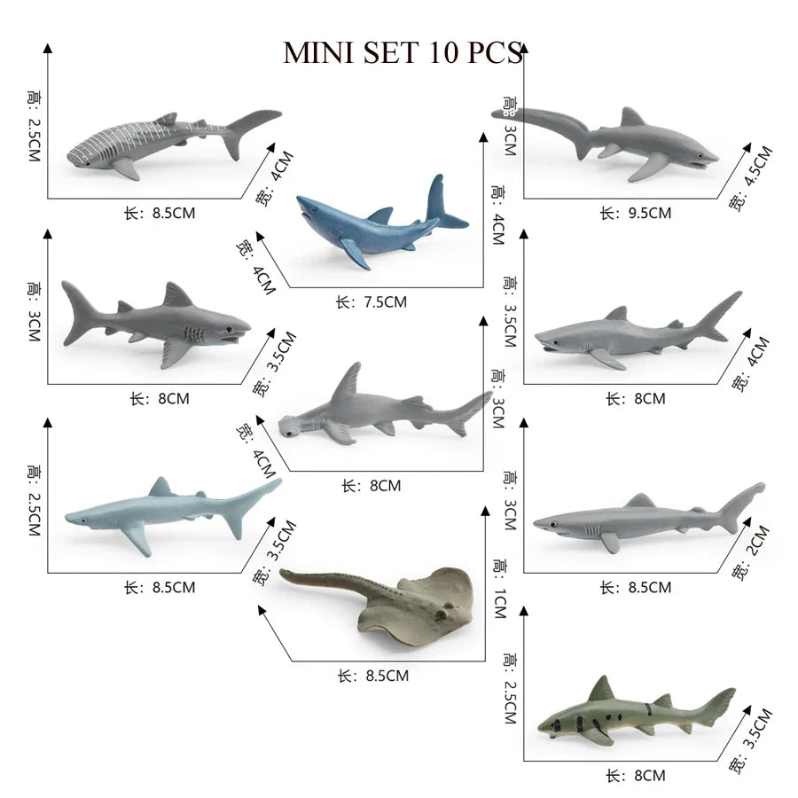 Realistic Mini Ocean Animal Figurines Plastic Marine Sea Creatures Whale Shark Dolphin Turtle Penguin Model Playset Gift for Kid LadyShow.Store