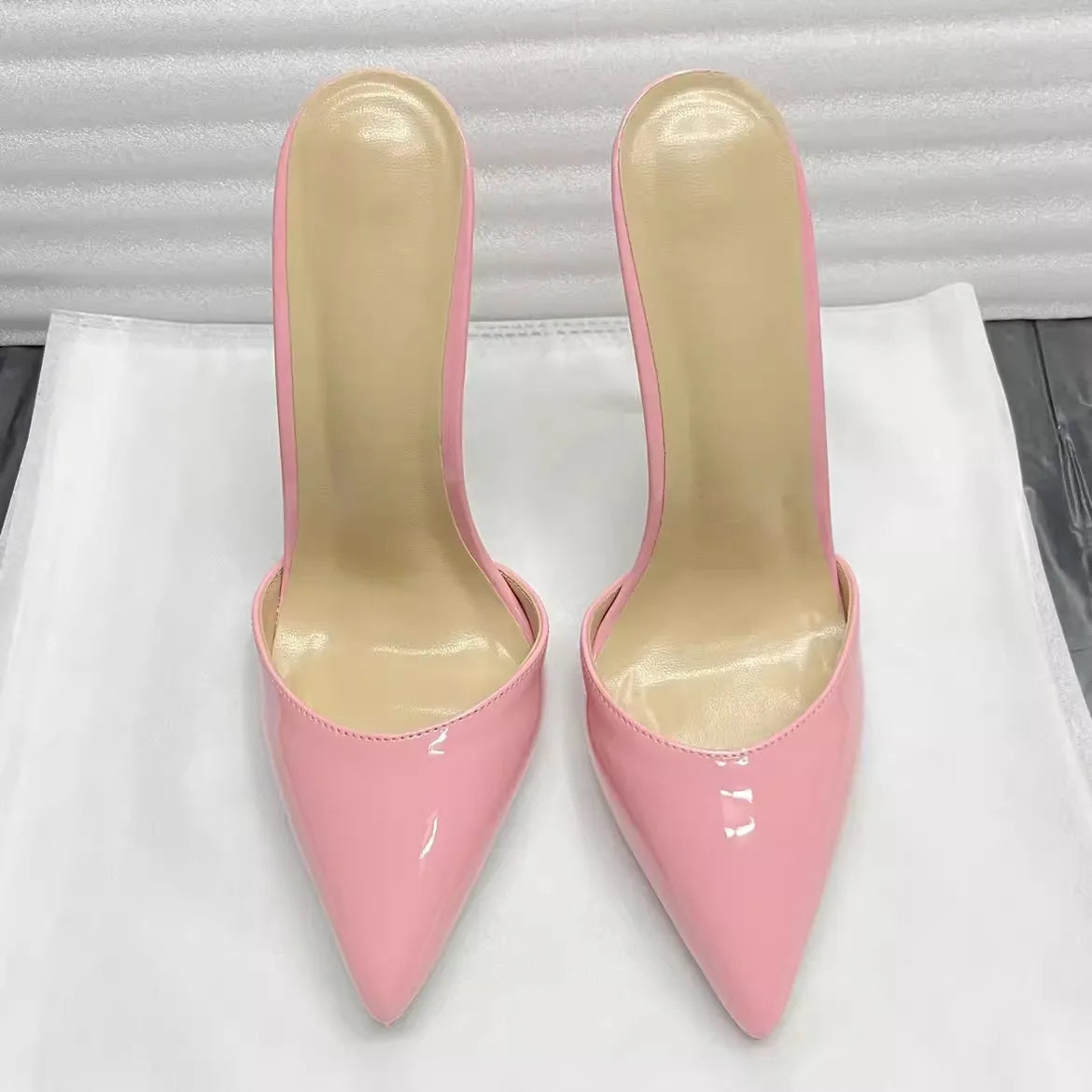 Pointed Toe 8/10/12 cm High Heel Mule for Women with a Distinctive Style, Wearing Ultra High Heel Half Slippers Externally LadyShow.Store