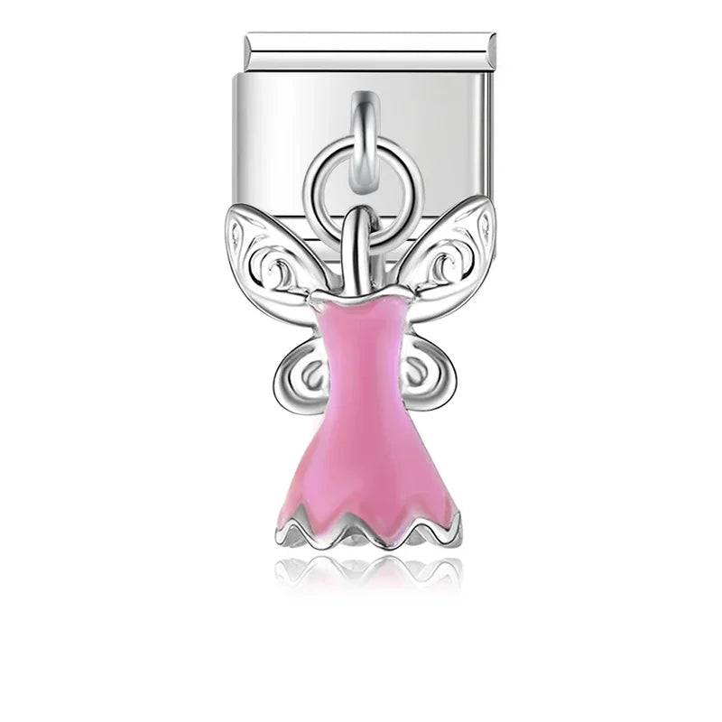 Hapiship 9mm Width Original Daisy Unicorn Angel Cup Santa Claus Italian Charm Fit Bracelet Stainless Steel Jewelry Making DJ050 Pi-Mart