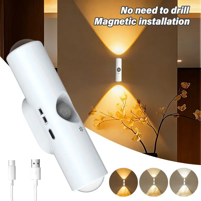 1~6Pcs Rechargeable Smart Motion Sensor Night Light LED Wall Light for Hallways Stairs Bedrooms Wardrobe Ambient Lighting Pi-Mart