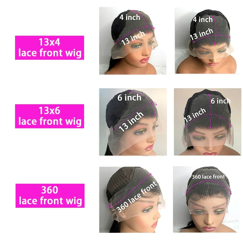 13X4 13X6 Deep Wave Hd Transparent Lace Front Wigs Pre Plucked 30 40 Inch Frontal Human Hair Curly Wig For Women 180 200 Density LadyShow.Store