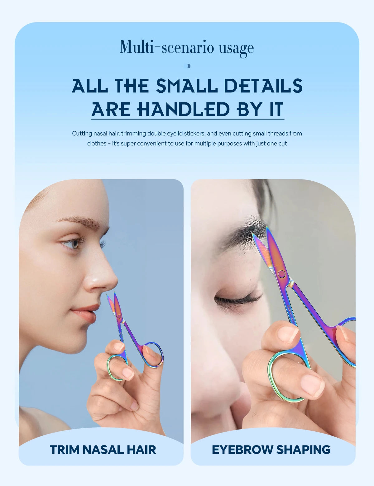 1 PCS Multi-purpose Small Beard Scissors Eyebrow Scissors Colorful Trimming Tool for Nails & Cuticle Pi-Mart