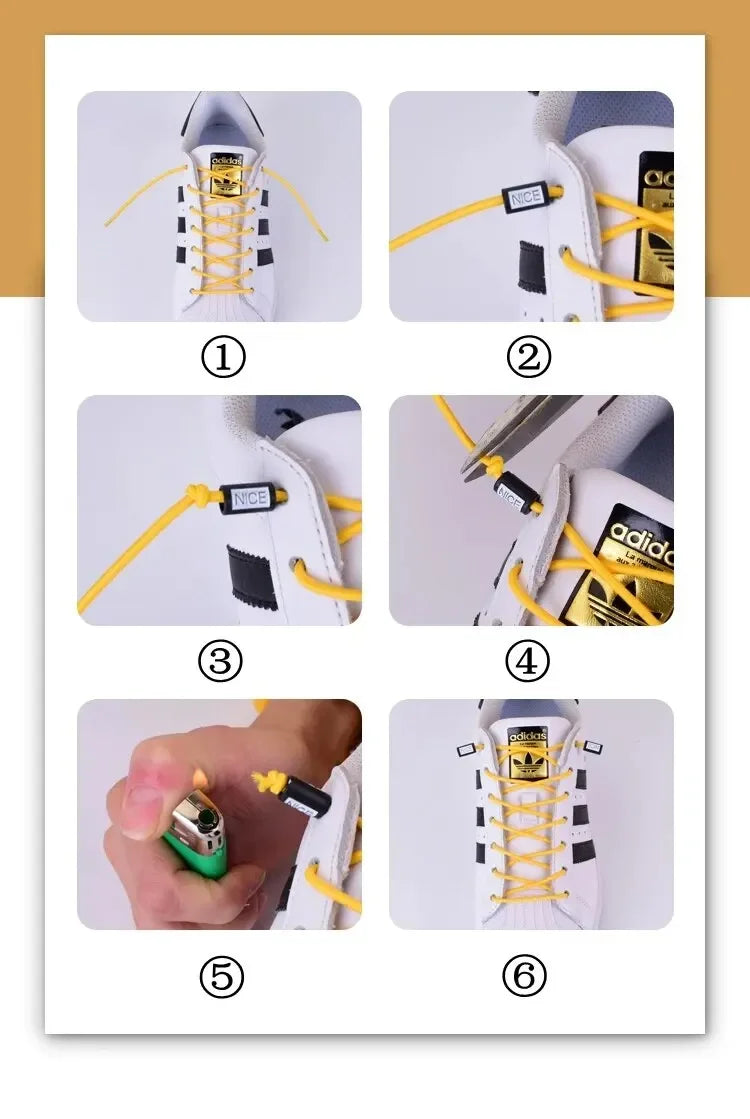 Fashion No Tie Shoelaces Elastic Laces Sneakers Flat Shoe Laces Without Ties Kids Adult Quick Shoelace One Size Fits All Shoes Pi-Mart