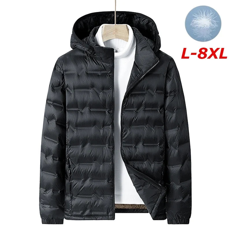 Men Winter New Down Jacket Men Hooded Waterproof Windproof Puffer Jacket Detachable Hat Coat Casual Lightweight Down Jacket Male LadyShow.Store