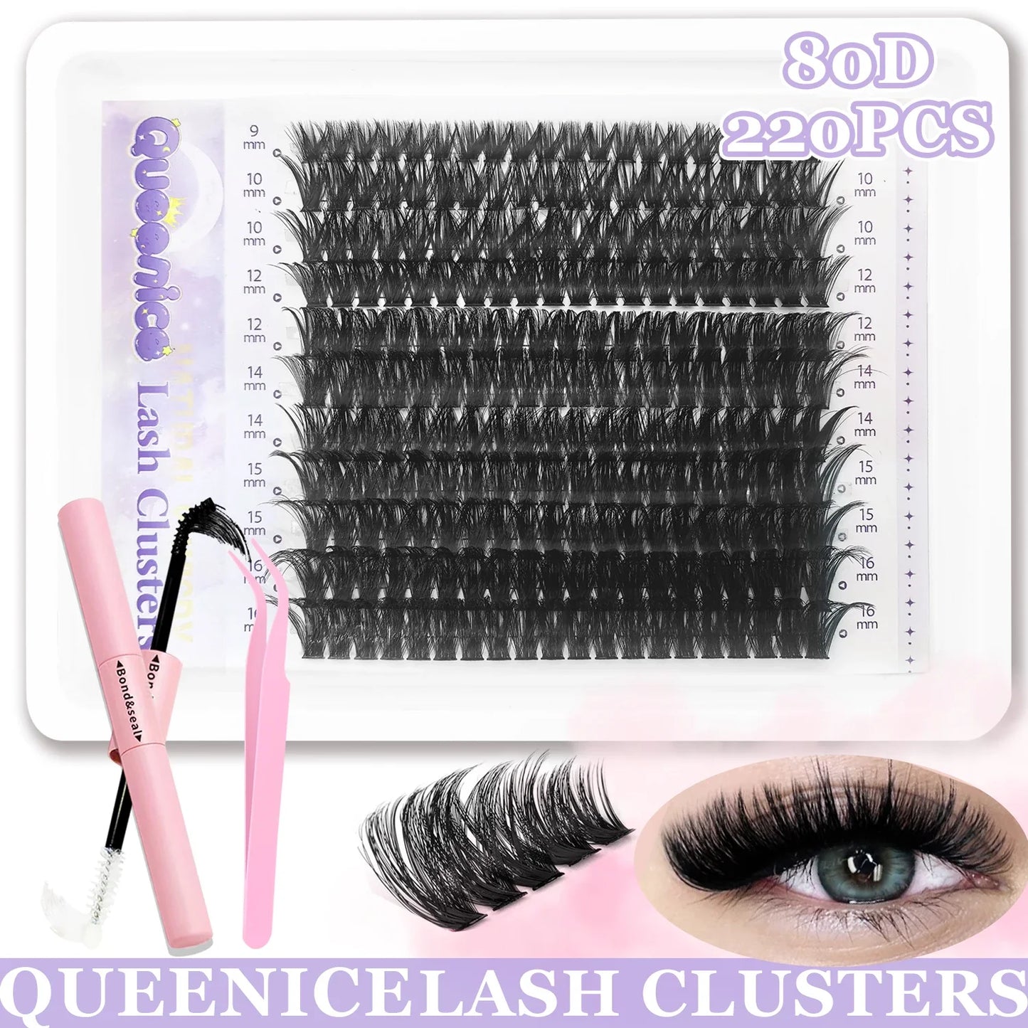 DIY Eyelash Extension Kit Individual Lashes Cluster Mix Lash Clusters with Lash Bond and Seal and Lash Accessories LadyShow.Store