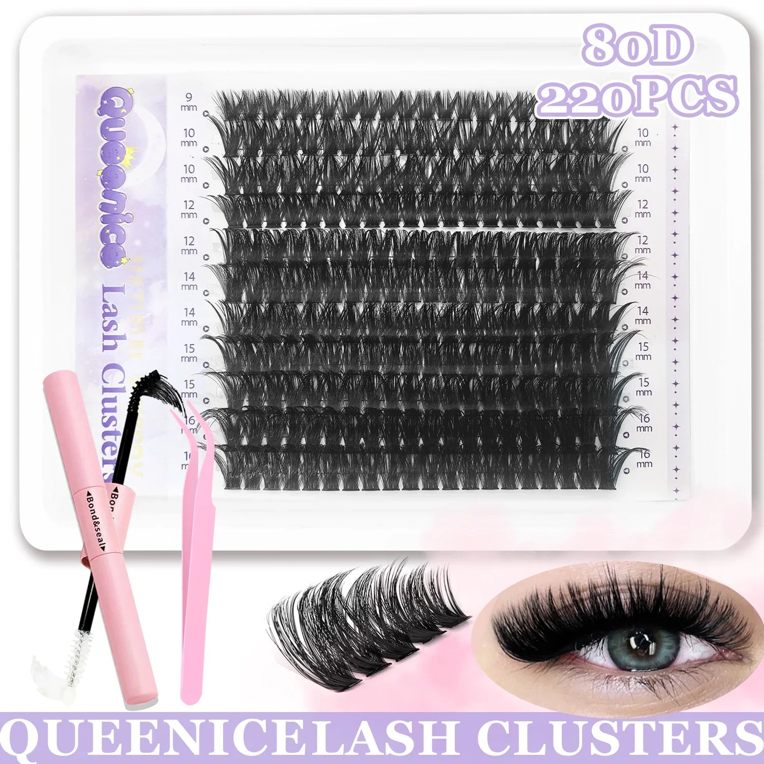 DIY Eyelash Extension Kit Individual Lashes Cluster Mix Lash Clusters with Lash Bond and Seal and Lash Accessories LadyShow.Store